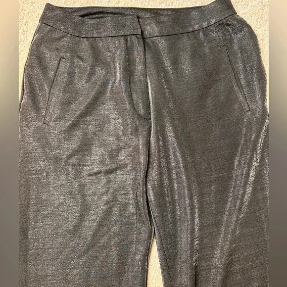 TopShop shiny gray split hem loose trousers, Size 6, high waisted, flowy, Office - Picture 3 of 9